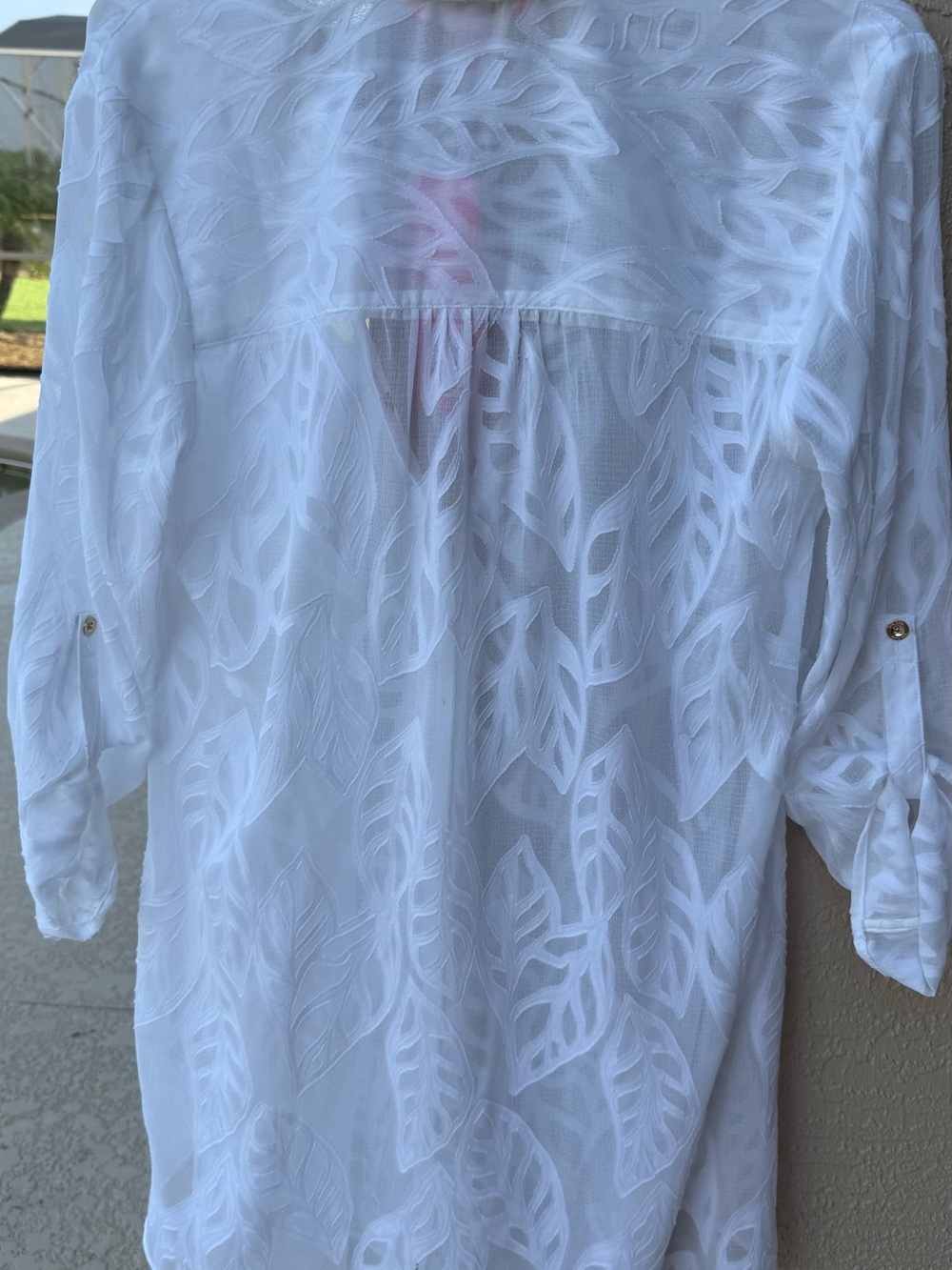 🌴NWT Lilly Pulitzer Natalie Coverup Resort White Leaf Jacquard S $118🌴 - Picture 5 of 9
